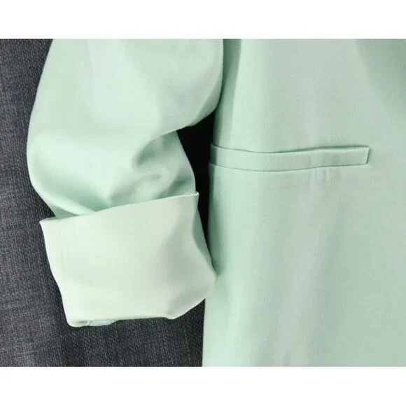 ALICE + OLIVIA Women's Justine Roll Cuff Blazer Mint Green Sz XS - Picture 6 of 10